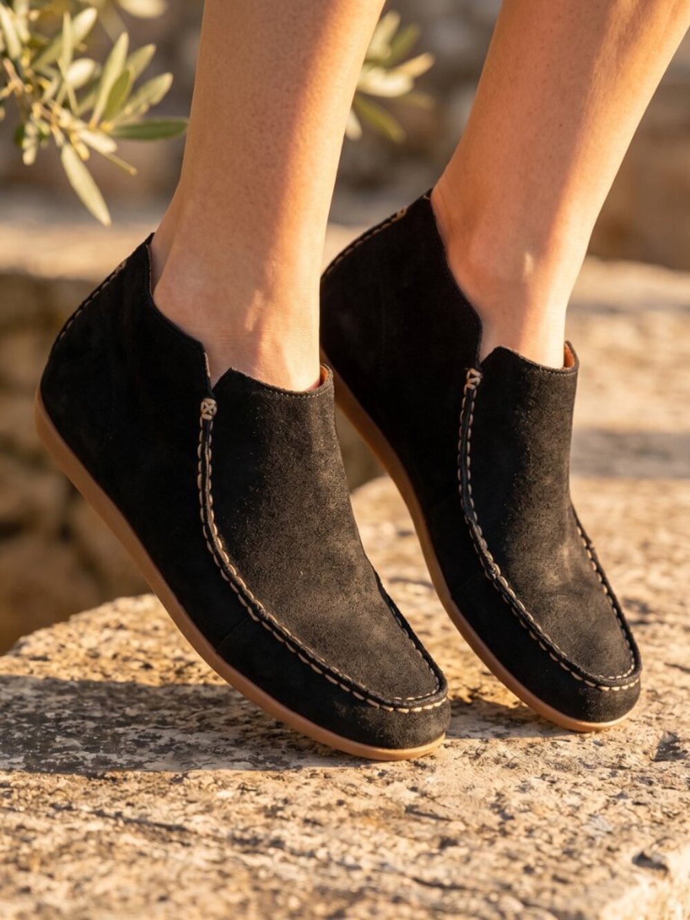 Olukai Wali soft black handsewn ankle boots